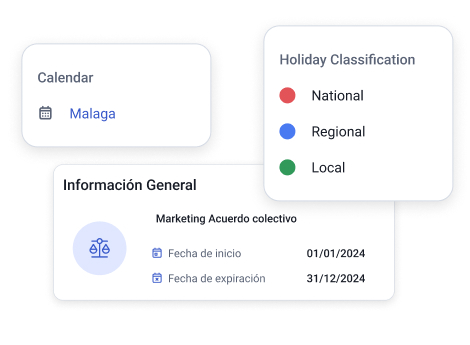 Imagen que muestra capturas del Calendario Laboral del software de Registro horario digital My Control HR